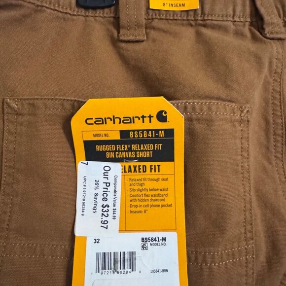 Carhartt Rugged Flex Size 32 Relaxed Fit Bin Canvas Short 8" NWT $45 - Picture 5 of 13
